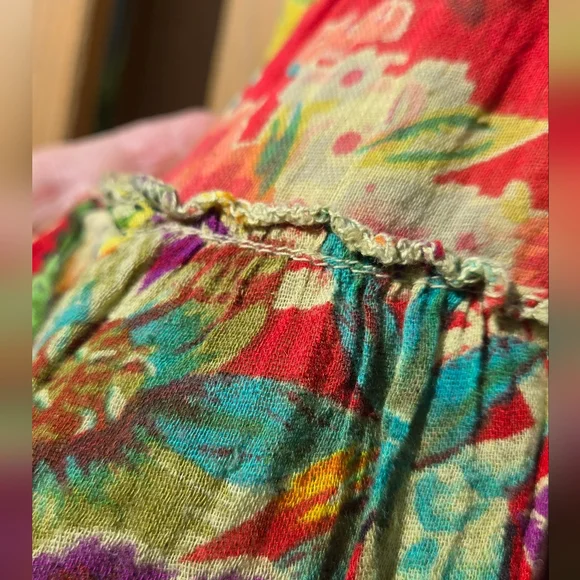 VINTAGE Colorful Patchwork Bohemian Dress / Top Handmade in Nepal - small - Picture 7 of 8